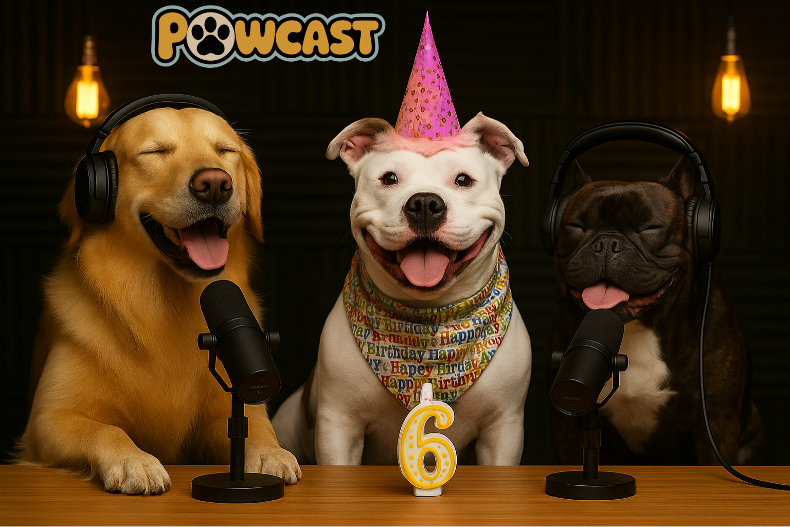 Custom Pawcast photo of a dog wearing a birthday hat – personalized pet keepsake.
